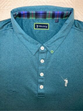 William Murray Family Ties Men’s 2XL Heathered Teal Performance Golf Polo